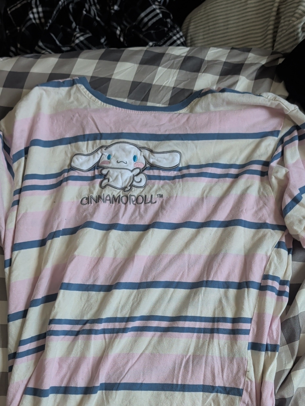 Sanrio Cinnamoroll Pastel Pink Cream Blue Striped Tee